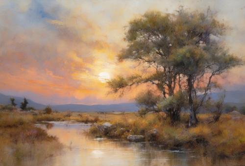 Zapad slunce nad rekou